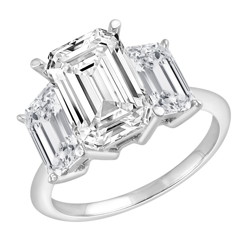 Emerald Lab Grown Diamond 5ctw. Three Ring Bridal Set in 14k White Gold image number null